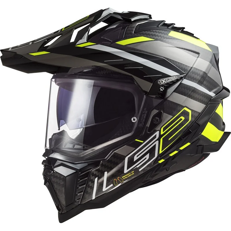 LS2 MX701 EXPLORER CARBON EDGE - PRETO/AMARELO FLUO